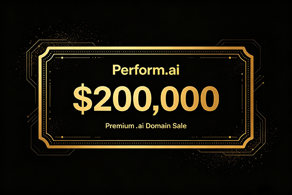 Perform.ai 以 $200,000成交！動詞型.ai 域名，AI Agent 賽道的香餑餑