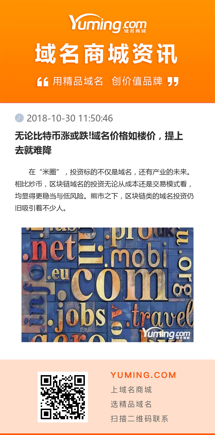 無論比特幣漲或跌!域名價格如樓價，提上去就難降