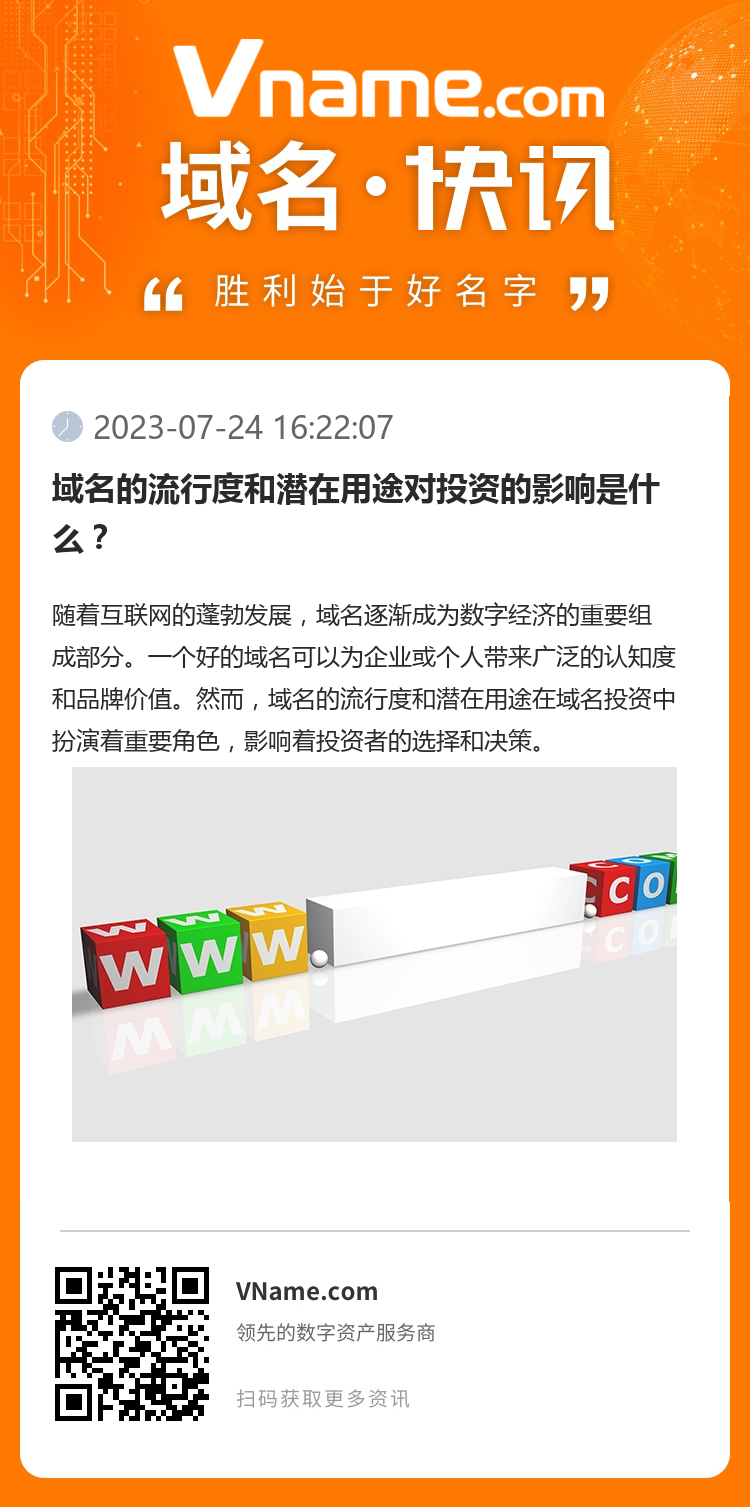 域名的流行度和潛在用途對投資的影響是什么？