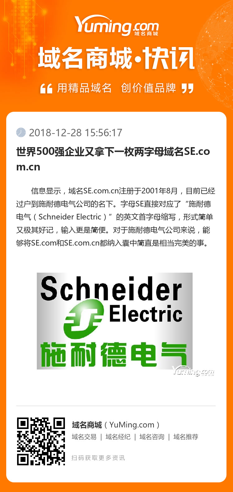 世界500強(qiáng)企業(yè)又拿下一枚兩字母域名SE.com.cn