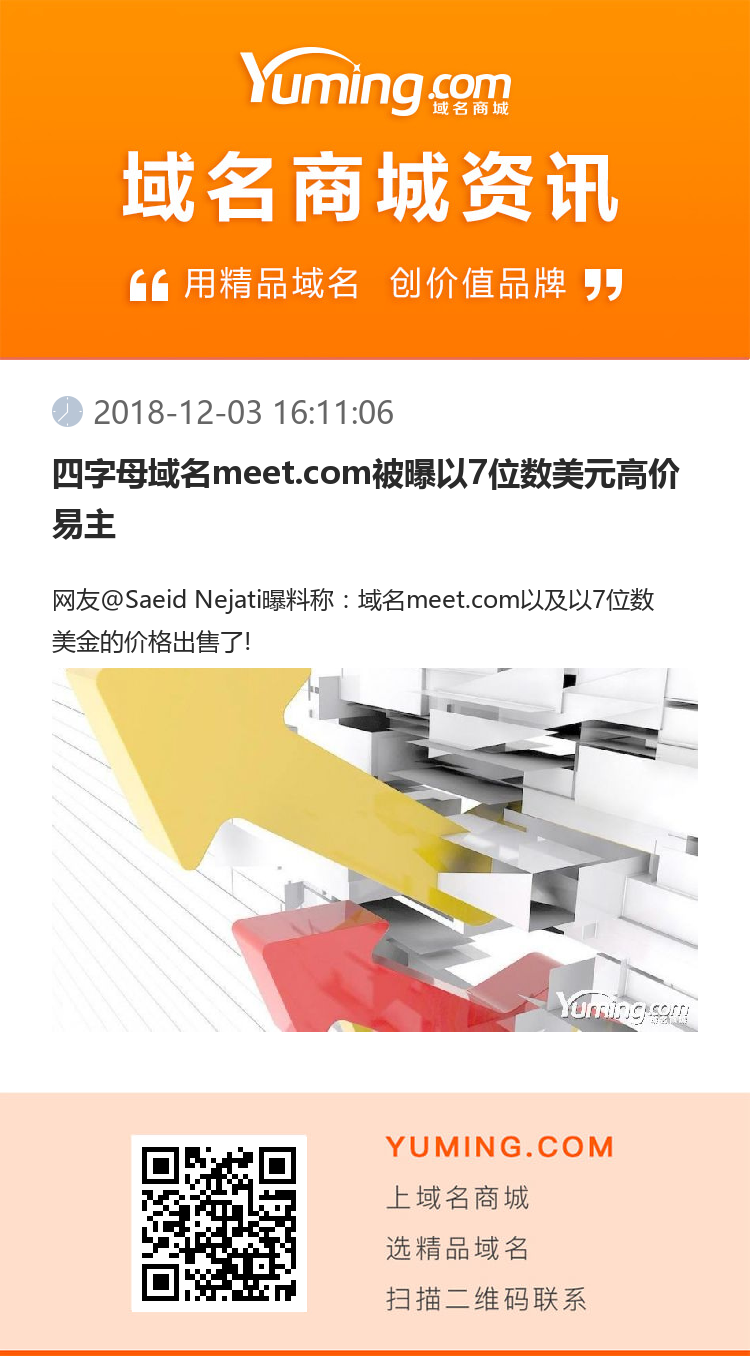四字母域名meet.com被曝以7位數(shù)美元高價(jià)易主