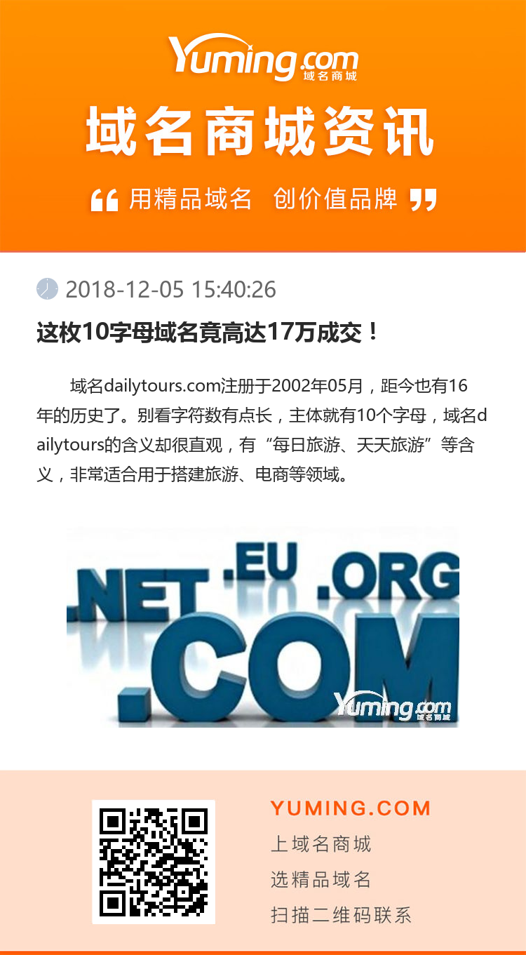 這枚10字母域名竟高達17萬成交！