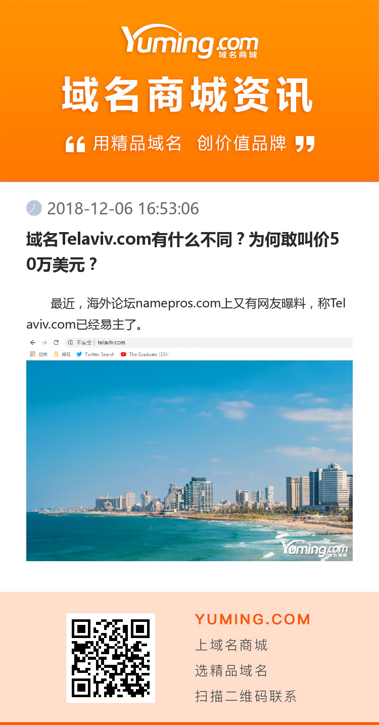 域名Telaviv.com有什么不同？為何敢叫價50萬美元？