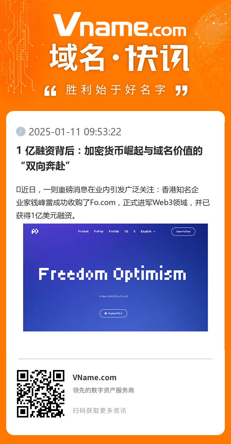 1 億融資背后：加密貨幣崛起與域名價值的 “雙向奔赴”