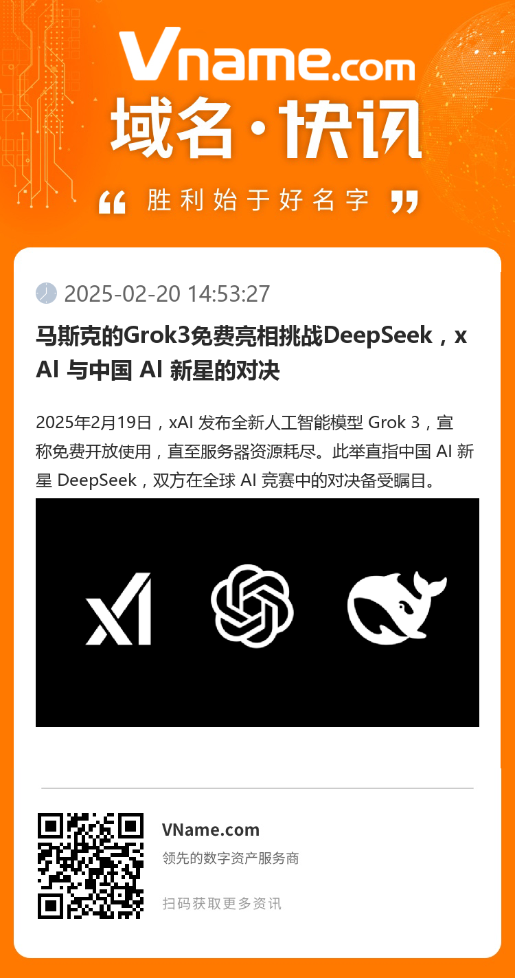 馬斯克的Grok3免費亮相挑戰DeepSeek，xAI 與中國 AI 新星的對決