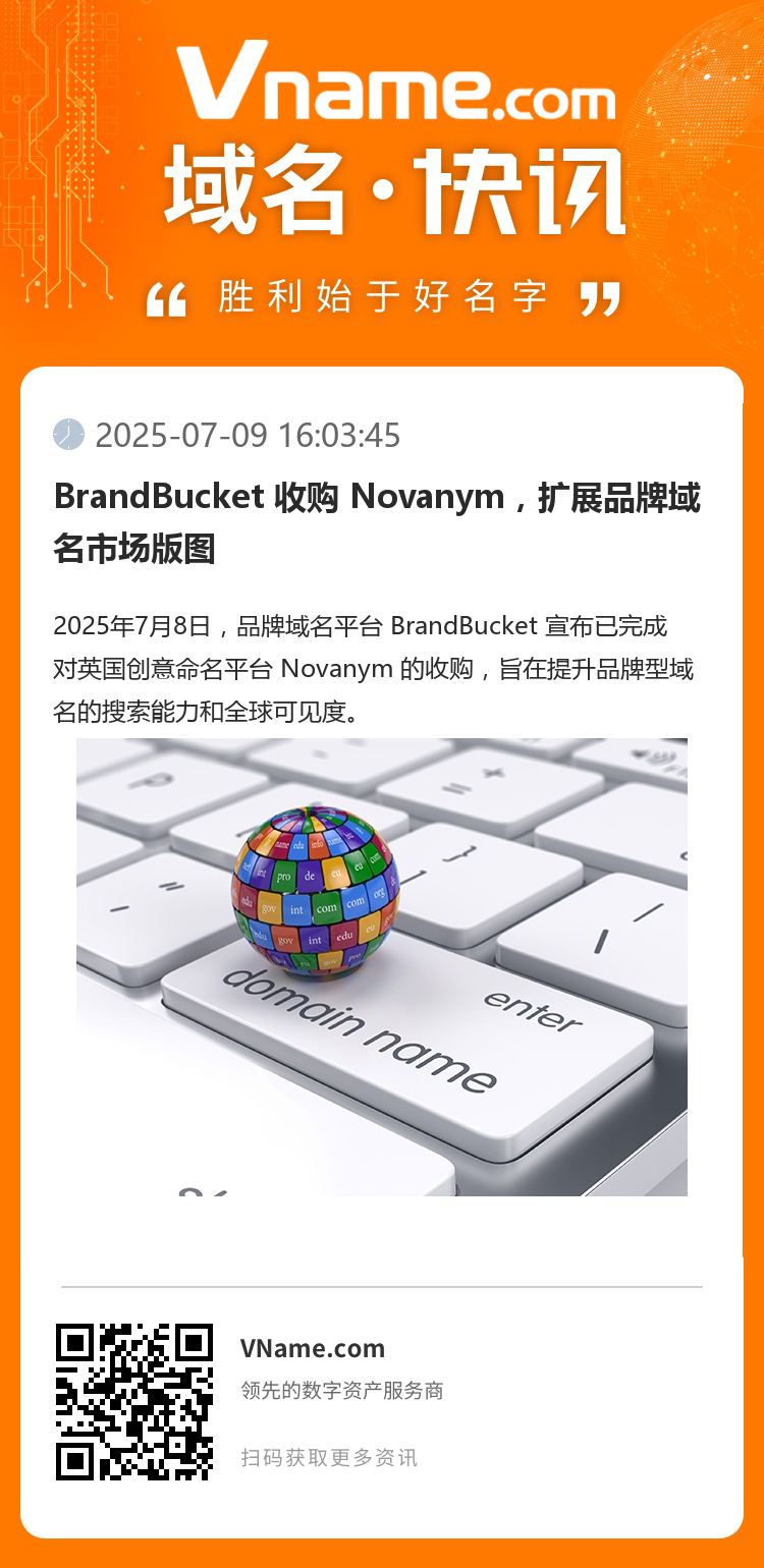 BrandBucket 收購 Novanym，擴(kuò)展品牌域名市場版圖