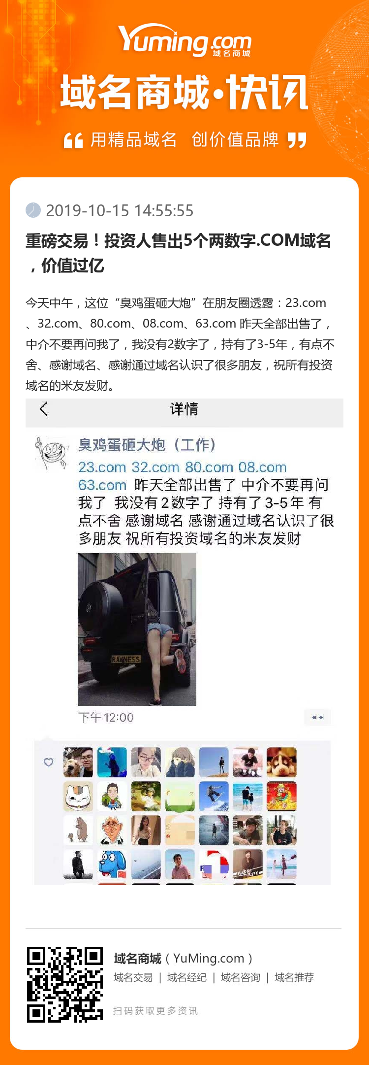 重磅交易！投資人售出5個兩數字.COM域名，價值過億