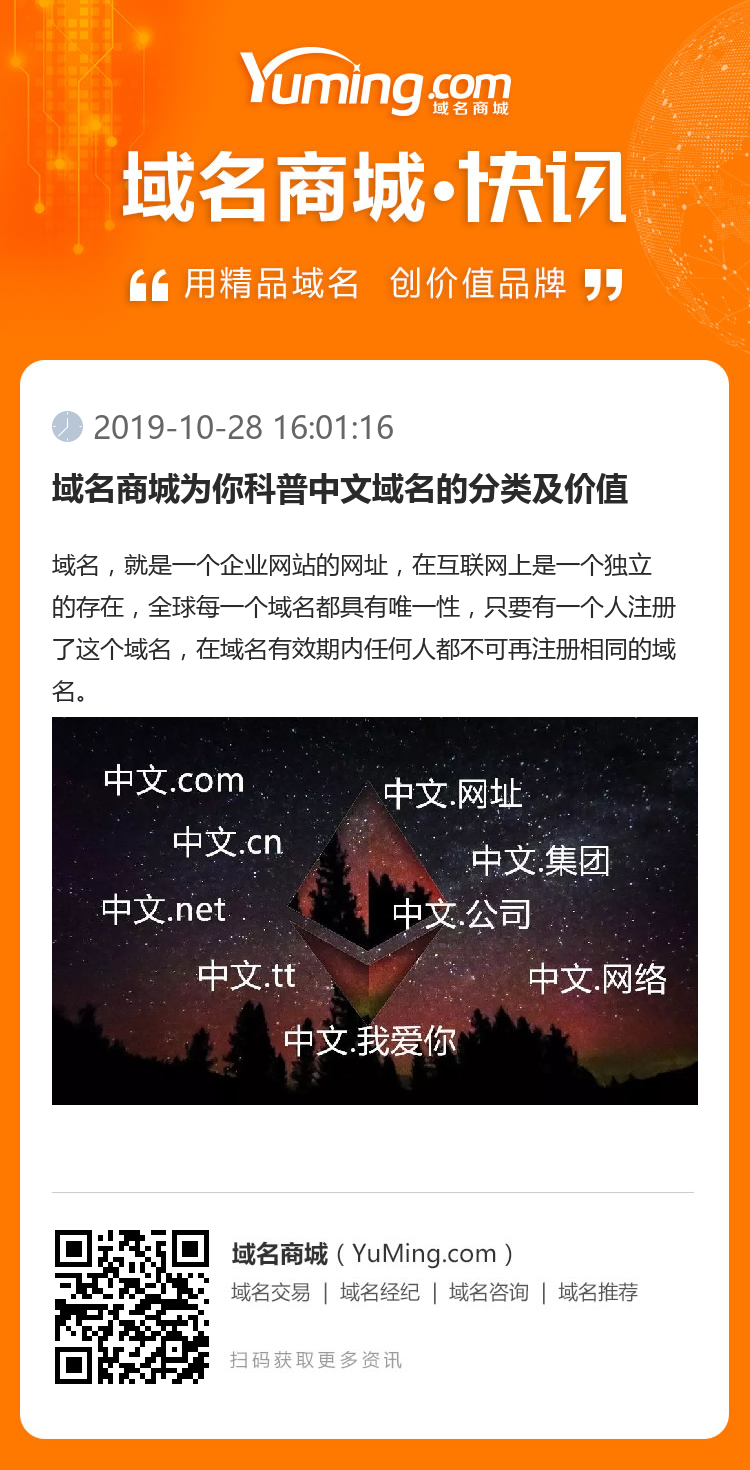 域名商城為你科普中文域名的分類及價值